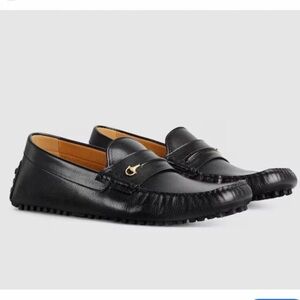 NEW Gucci Horsebit Moccasin Quentin Black Leather driving loafer